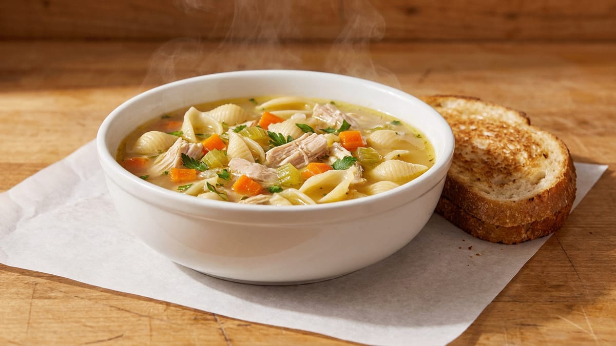 Chicken noodle soup, homemade